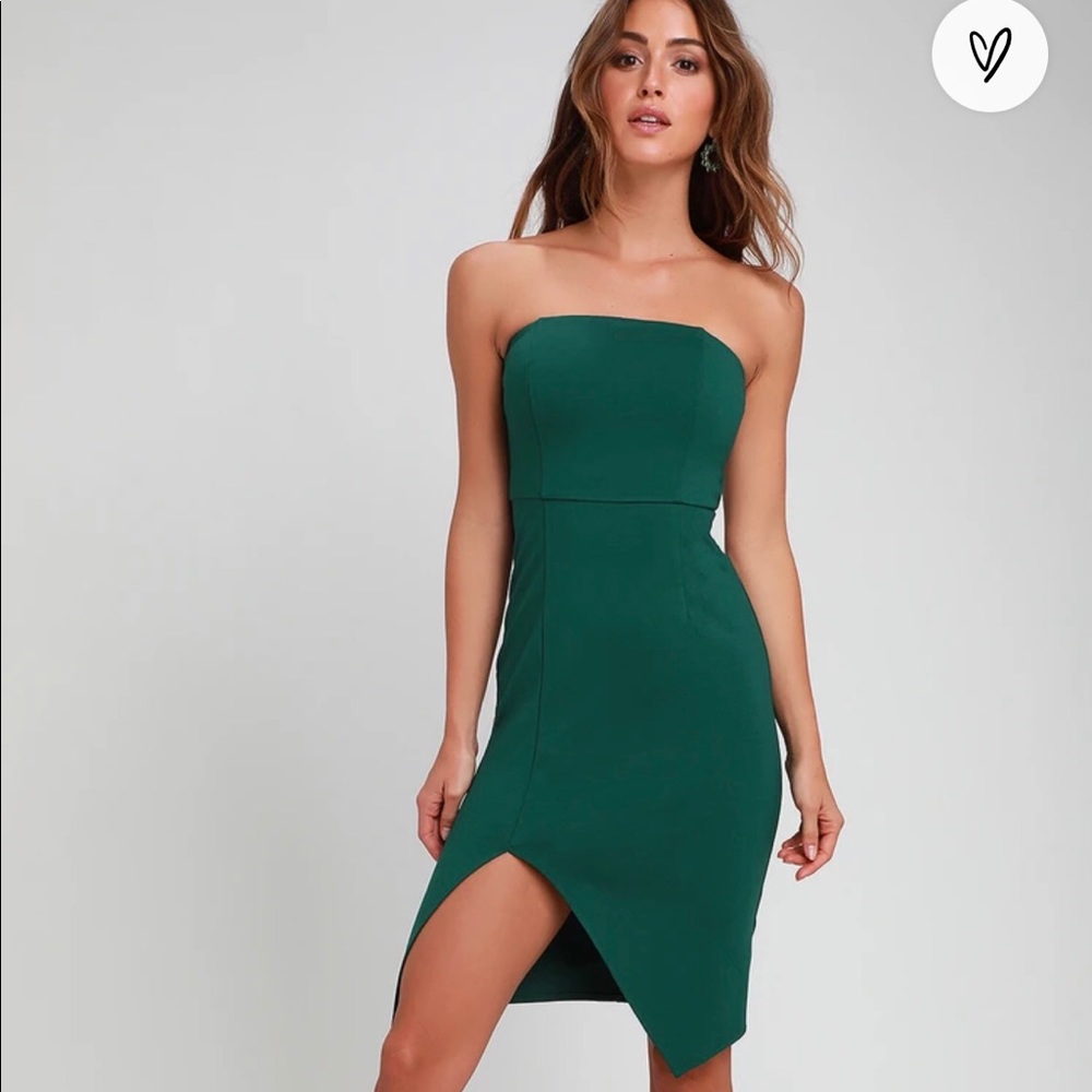 Jazzie Forest Green Strapless Dress